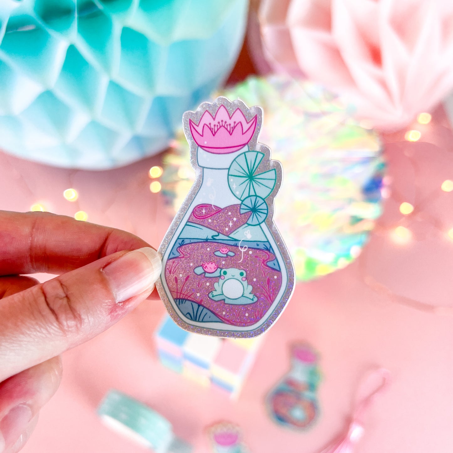 Bottled Frogs Pixie Dust Glitter Vinyl Sticker