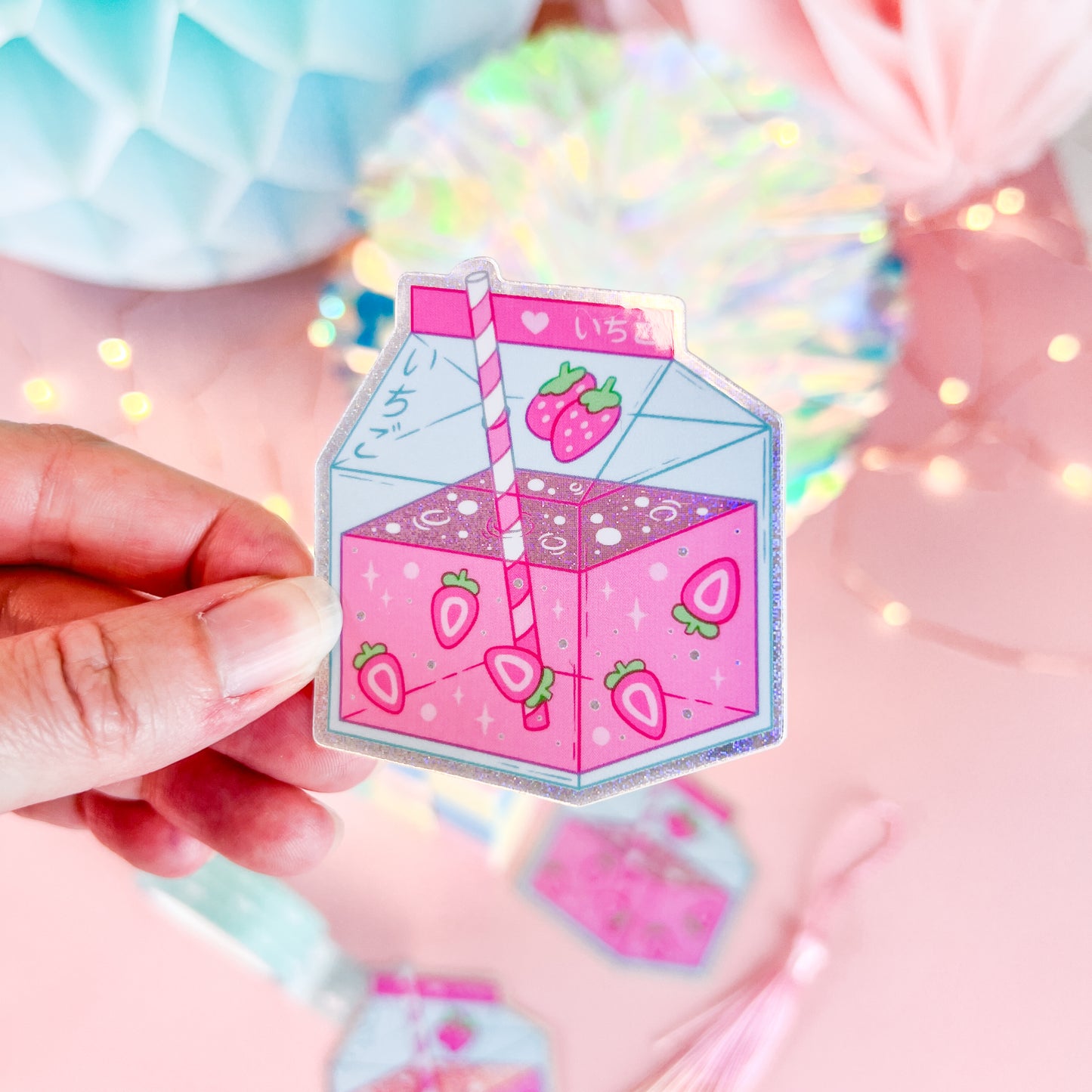 Strawberry Milk Pixie Dust Glitter Vinyl Sticker