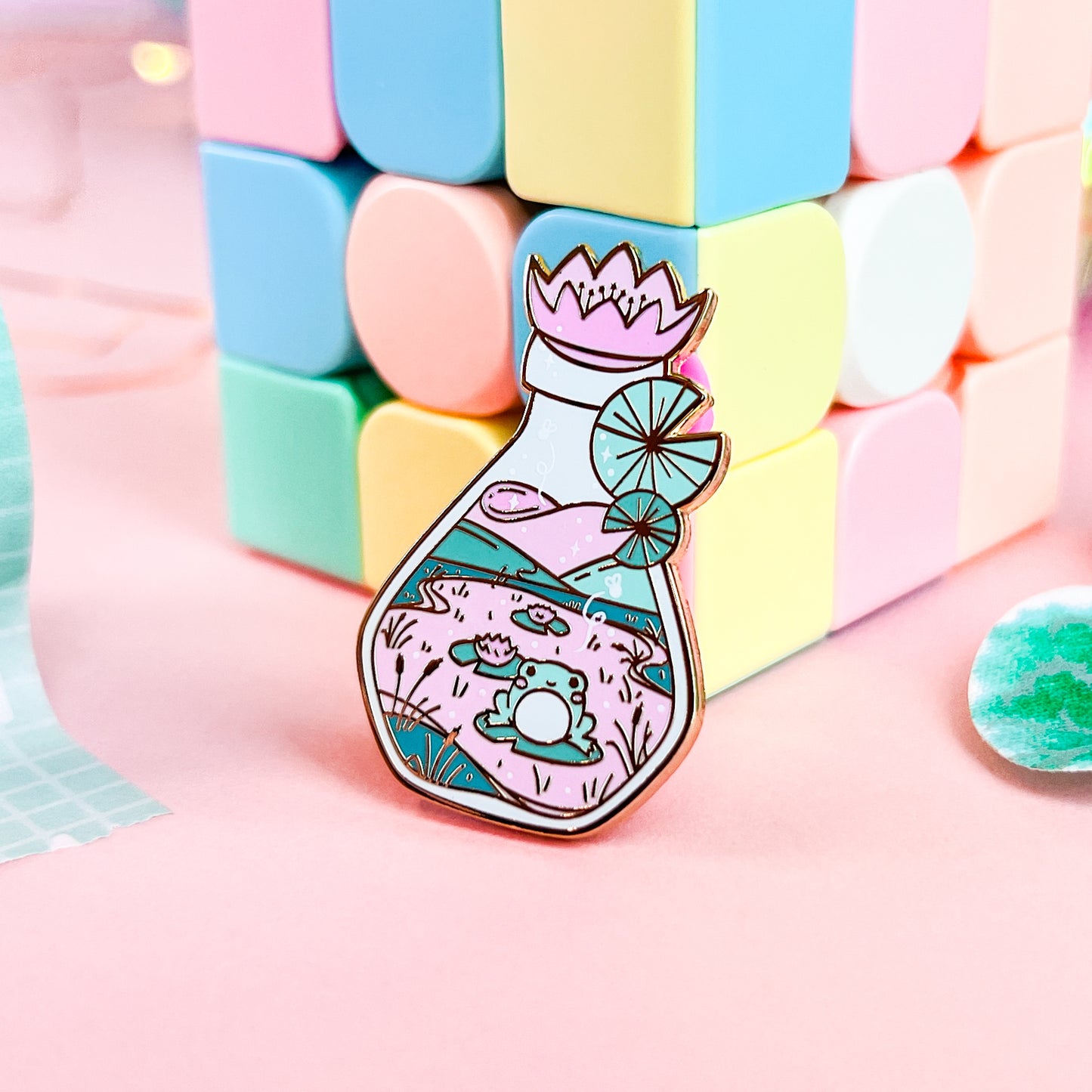 Bottled Frog UV Glow Enamel Pin