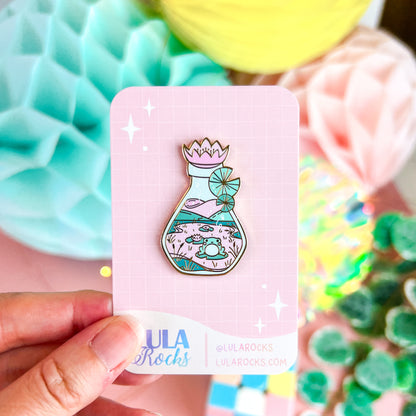 Bottled Frog UV Glow Enamel Pin