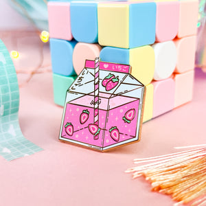 Strawberry Milk Enamel Pin