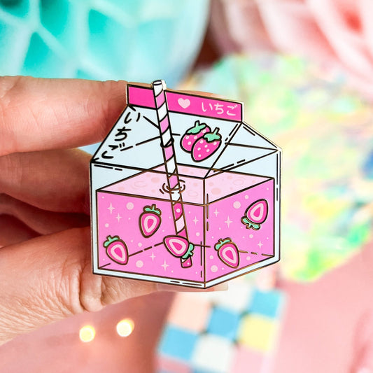 Strawberry Milk Enamel Pin