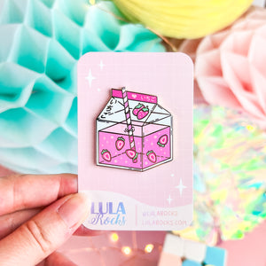 Strawberry Milk Enamel Pin