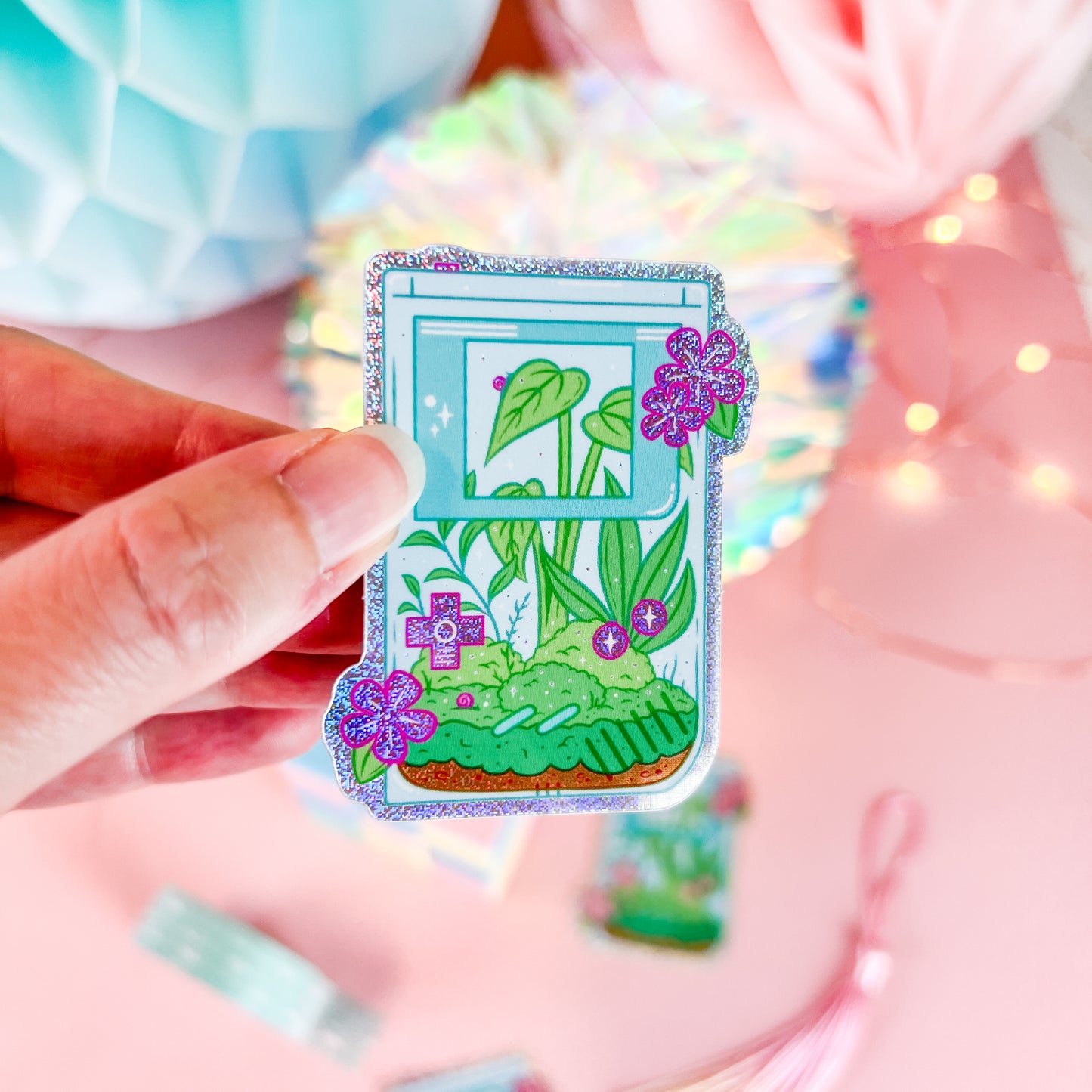 Terrarium Game Glitter Vinyl Sticker