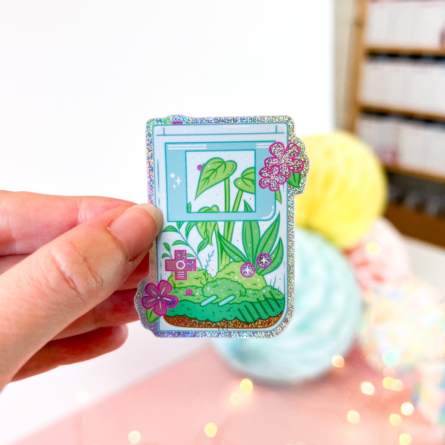 Terrarium Game Glitter Vinyl Sticker