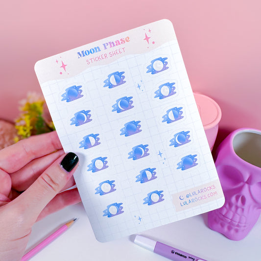 Pastel Moon Phase Planner Sticker Sheet