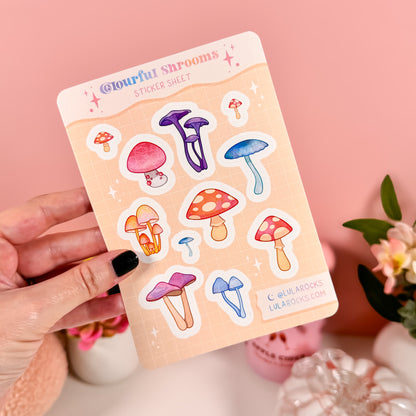 Colourful Mushrooms Planner Sticker Sheet