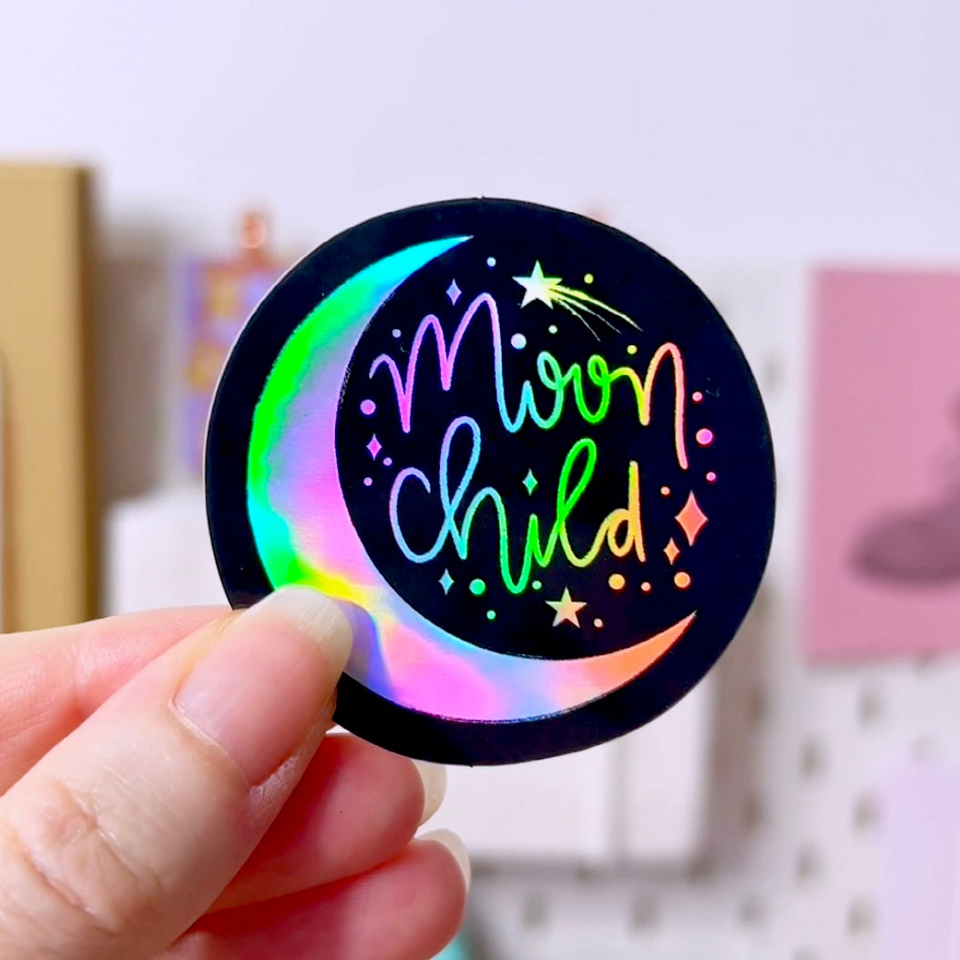 Moon Child Holographic Sticker