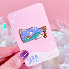 Load image into Gallery viewer, Ocean-inspired Ship in a Bottle enamel pin, perfect for navigating life&#39;s challenges