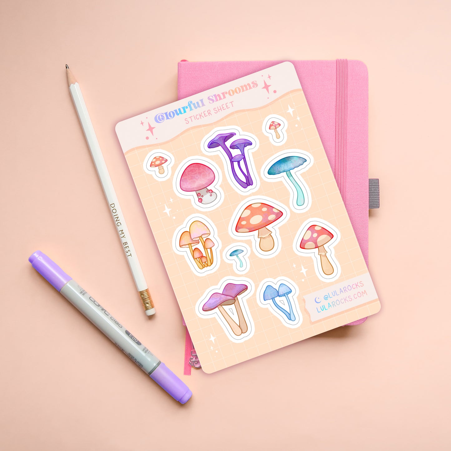 Colourful Mushrooms Planner Sticker Sheet