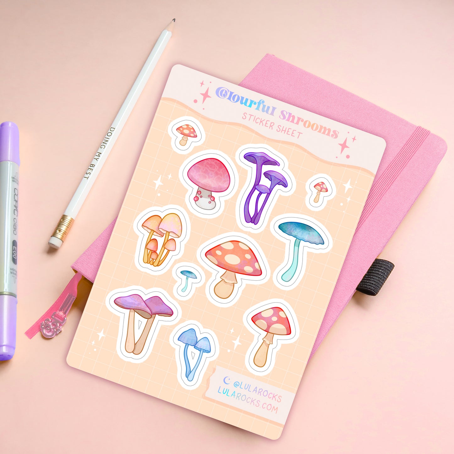 Colourful Mushrooms Planner Sticker Sheet