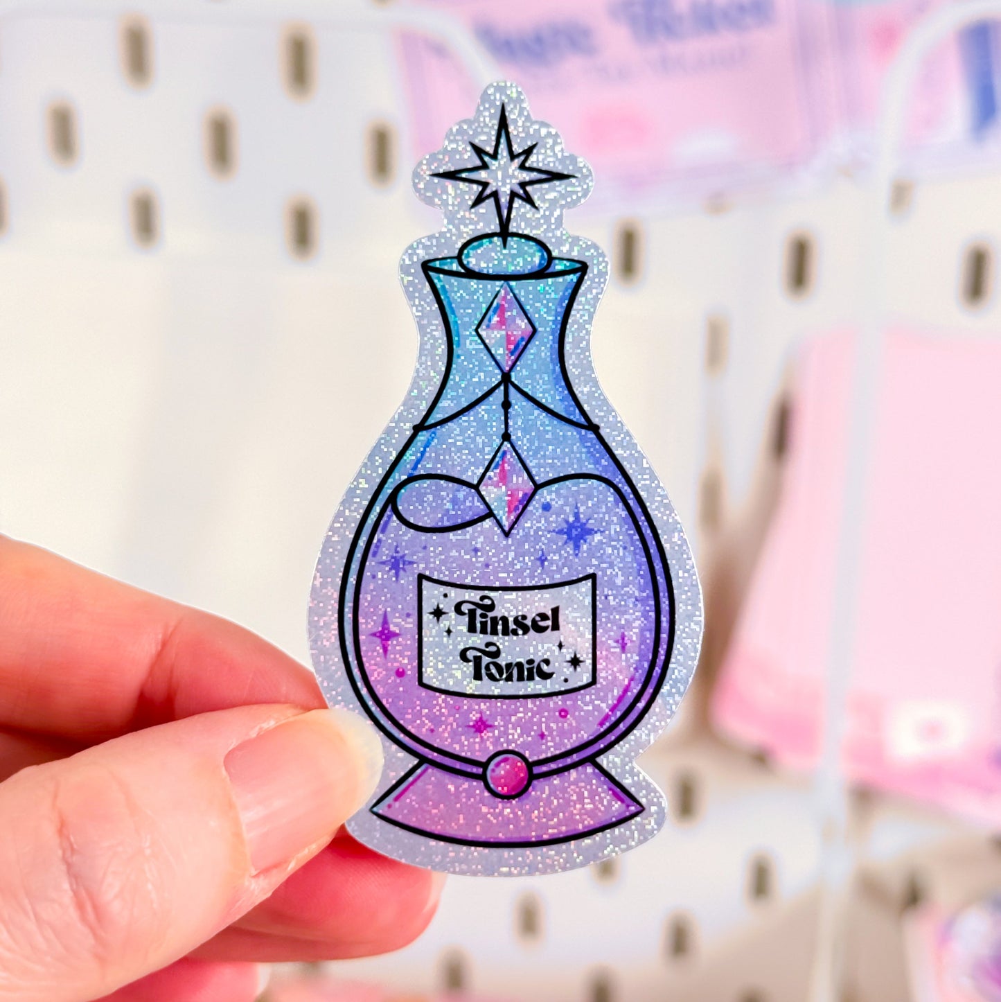 Tinsel Tonic Potion Holographic Glitter Vinyl Sticker