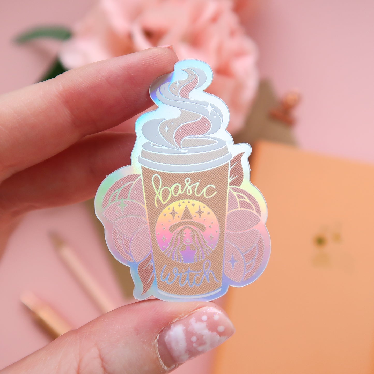 Basic Witch Coffee Holographic Sticker