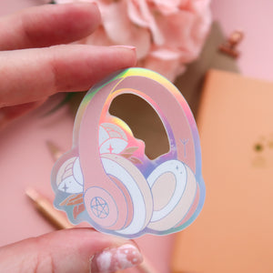 Headphones of Protection Holographic Sticker