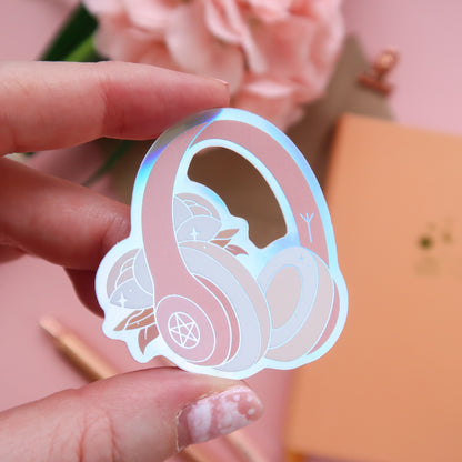 Headphones of Protection Holographic Sticker