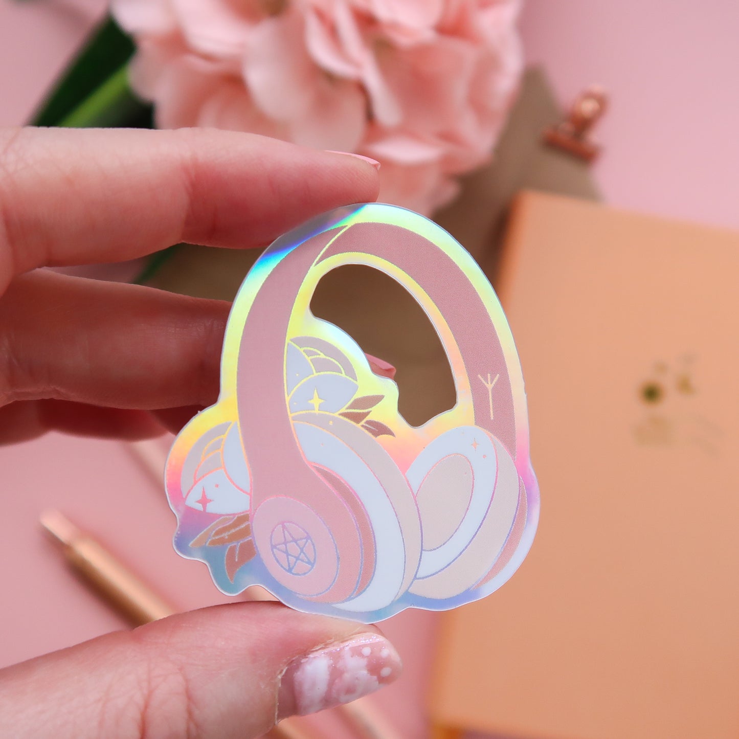 Headphones of Protection Holographic Sticker