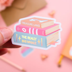 Bookish Stack Holographic Sticker