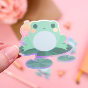 Cute Frog Holographic Sticker