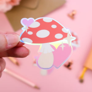 Cute Toadstool Holographic Sticker