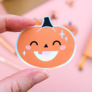 Cute Pumpkin Holographic Sticker