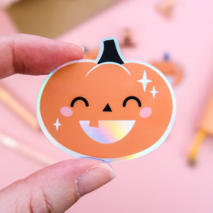 Cute Pumpkin Holographic Sticker