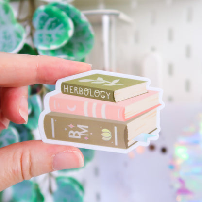 Botanical Magic Book Stack Holographic Sticker