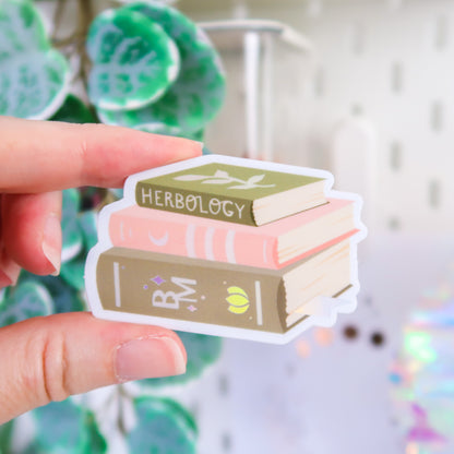 Botanical Magic Book Stack Holographic Sticker