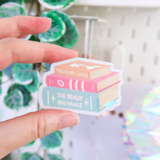 Bookish Stack Holographic Sticker