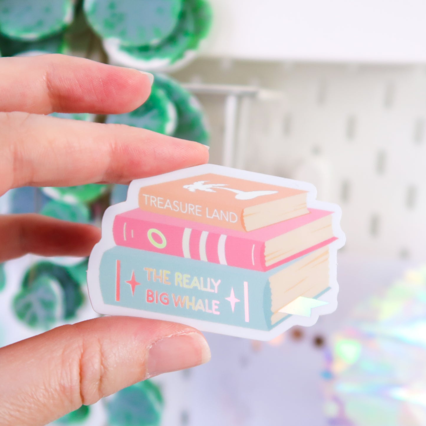 Bookish Stack Holographic Sticker