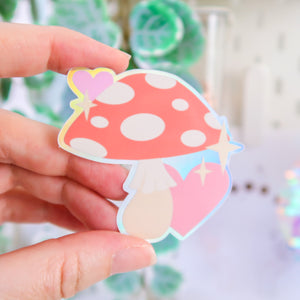 Cute Toadstool Holographic Sticker