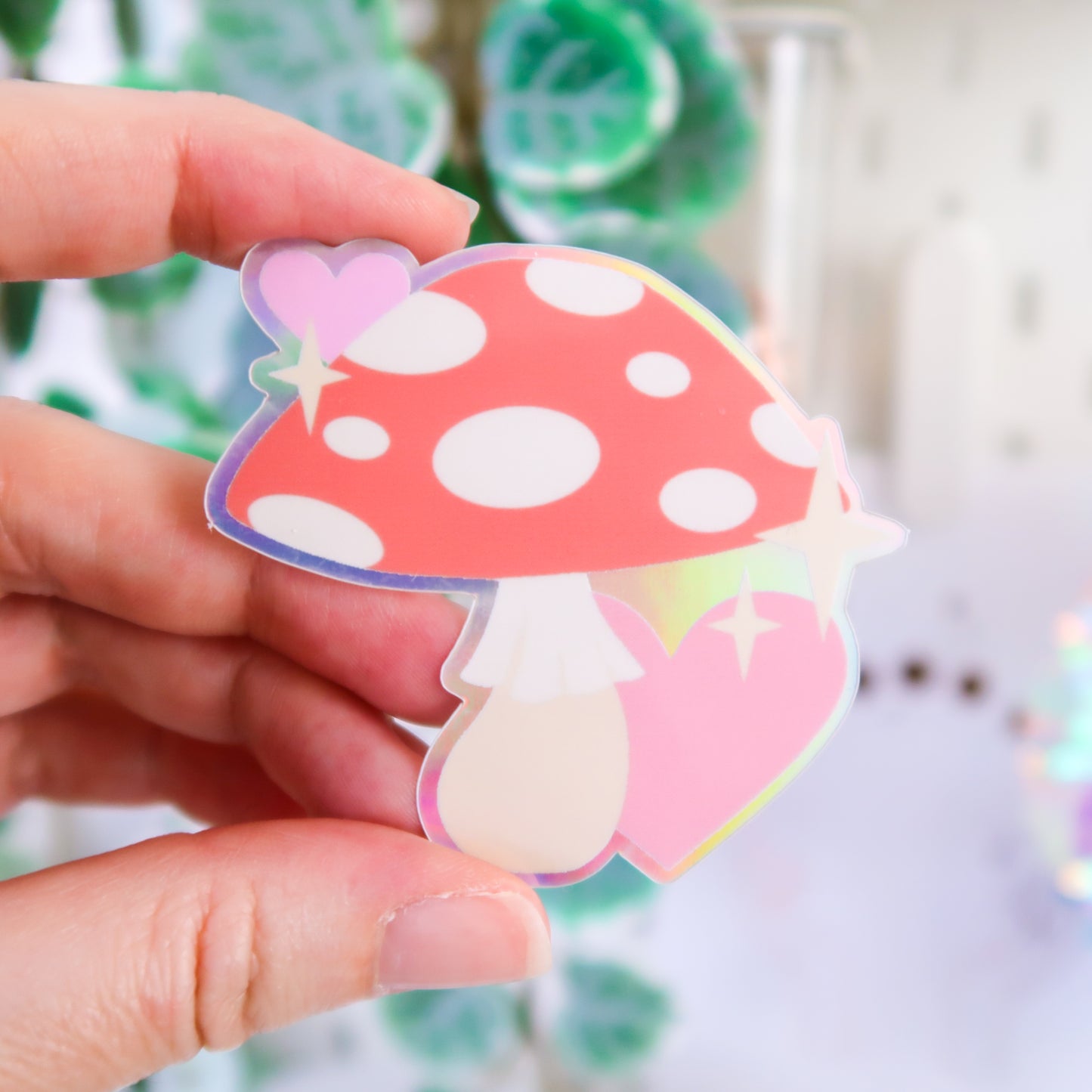 Cute Toadstool Holographic Sticker