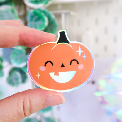 Cute Pumpkin Holographic Sticker