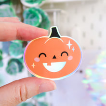 Load image into Gallery viewer, Cute Pumpkin Holographic Sticker