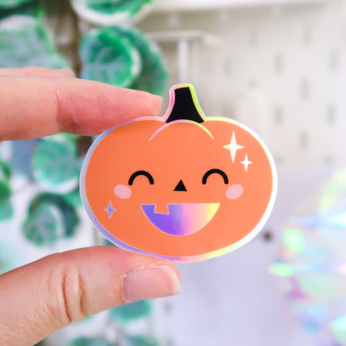 Cute Pumpkin Holographic Sticker