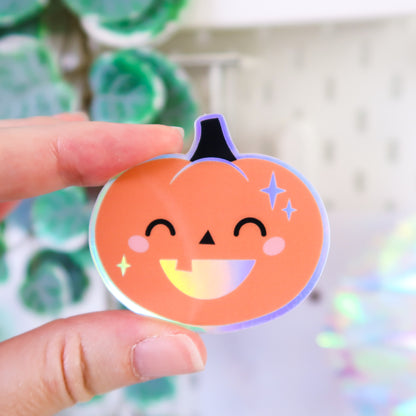 Cute Pumpkin Holographic Sticker