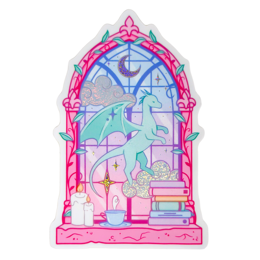 library window dragon pixie dust glitter vinyl sticker