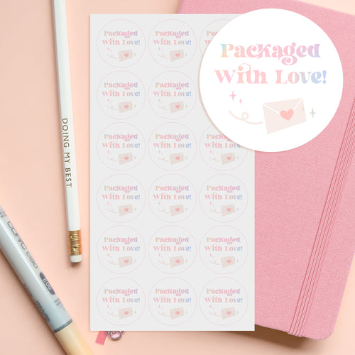 Packaged With Love Small Business Sticker Sheet