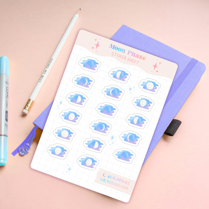 Pastel Moon Phase Planner Sticker Sheet