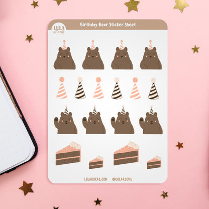 Birthday Bear Planner Sticker Sheet