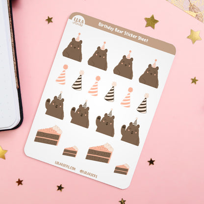 Birthday Bear Planner Sticker Sheet