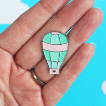 Load image into Gallery viewer, Hot air balloon glitter enamel pin