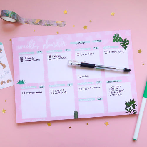 Plants A4 Weekly Desk Planner - Dotted