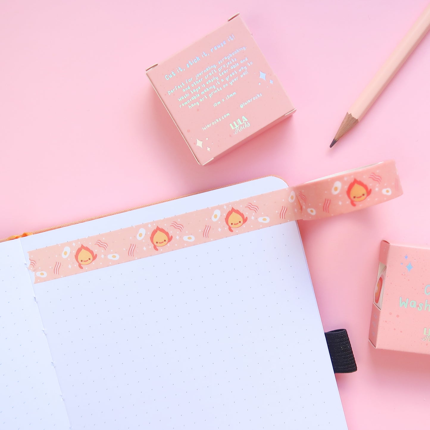 Peach Calcifer Washi Tape