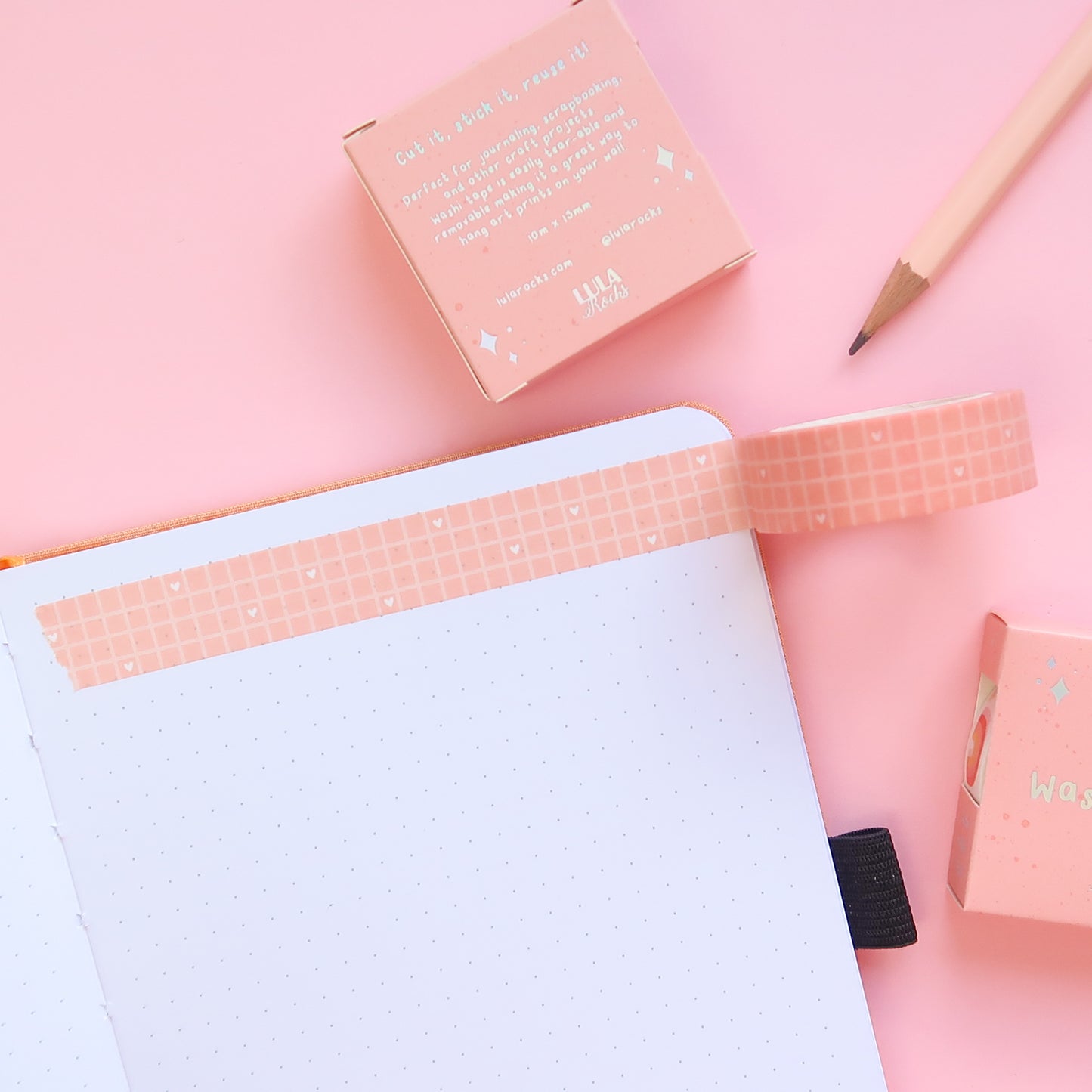 Peach Grid Washi Tape