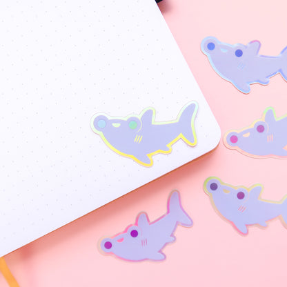 Purple Hammerhead Shark Holographic Sticker