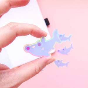 Purple Hammerhead Shark Holographic Sticker