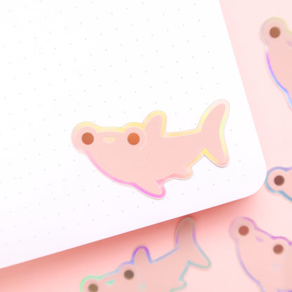 Pink Hammerhead Shark Holographic Sticker