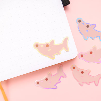 Pink Hammerhead Shark Holographic Sticker