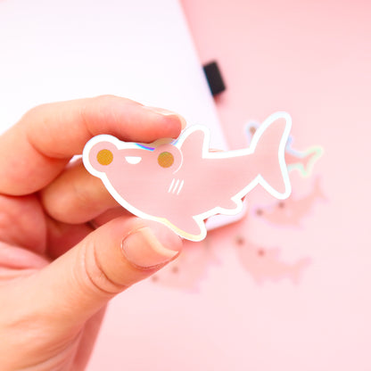 Pink Hammerhead Shark Holographic Sticker