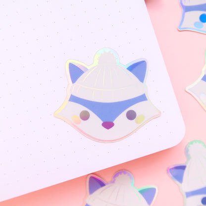 Winter Fox Holographic Sticker